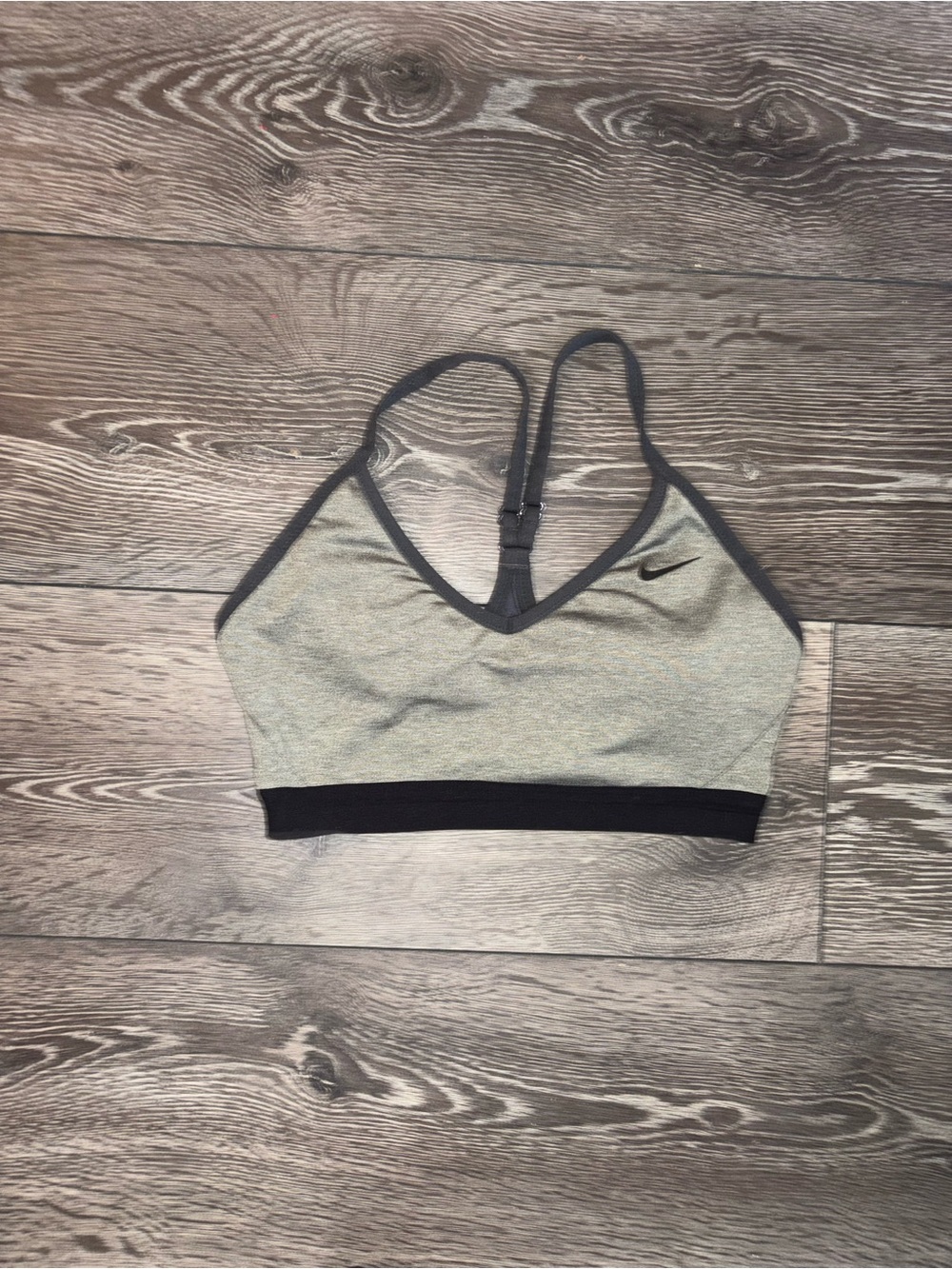 Nike Medium Women’s Gray & Black Sports Bra - Light Support